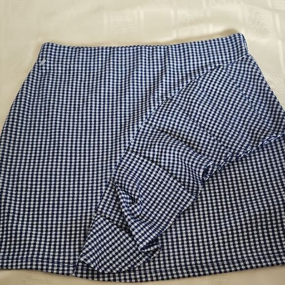 Topshop Blue and White Asymmetrical Mini Skirt - Picture 16 of 16